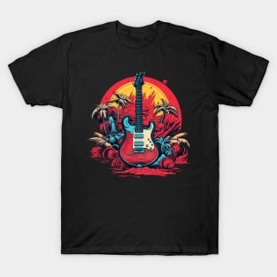 Vintage Guitar Music Beach T-Shirt